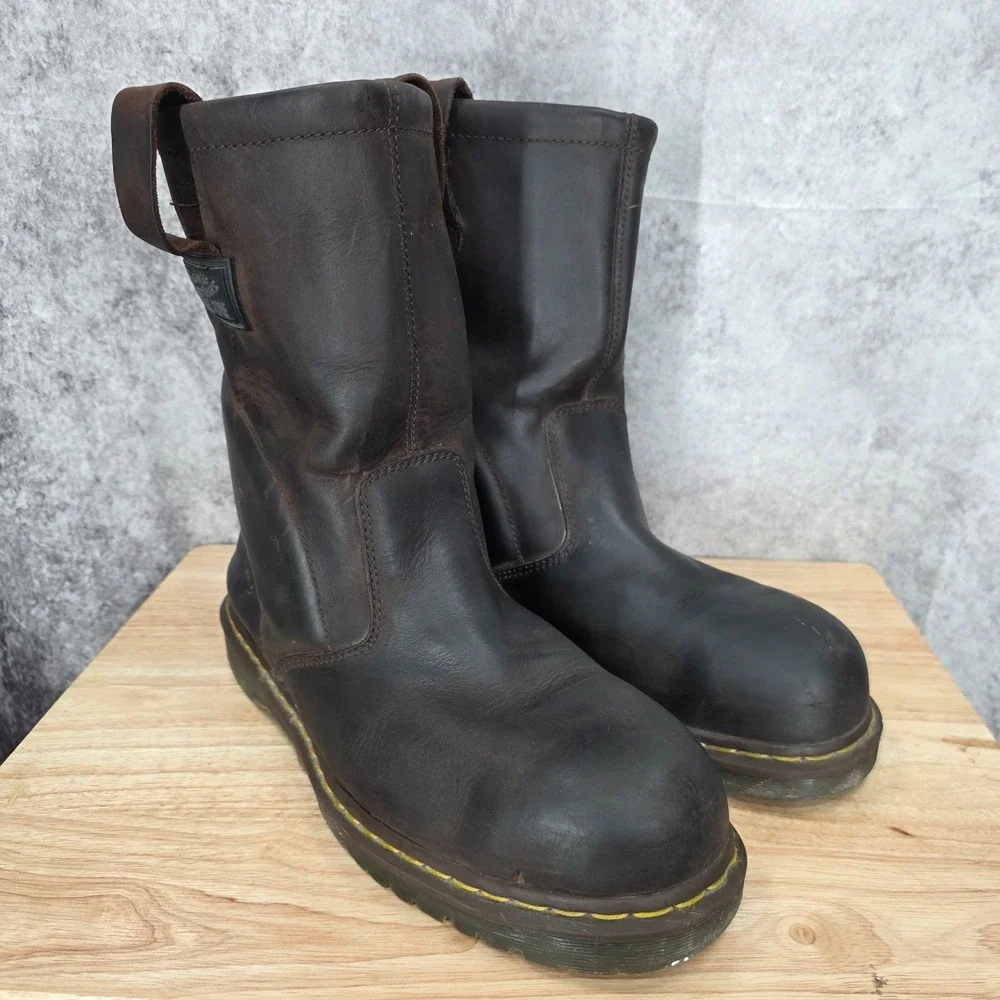 Dr. Martens Work Boots Mens 13 M Brown Leather Steel Toe Safety Icon Industrial